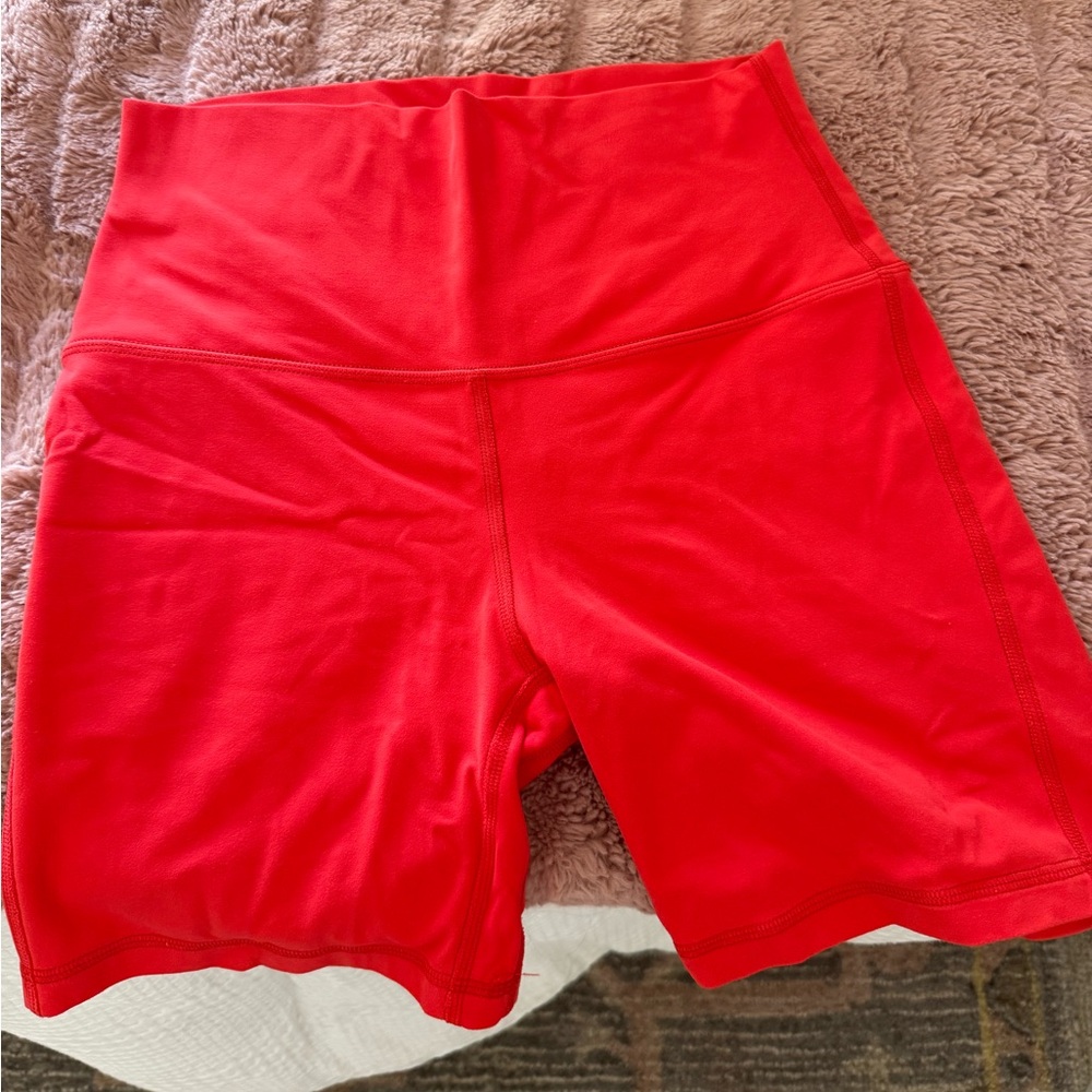 Lululemon Red Align Biker Shorts 6 inch